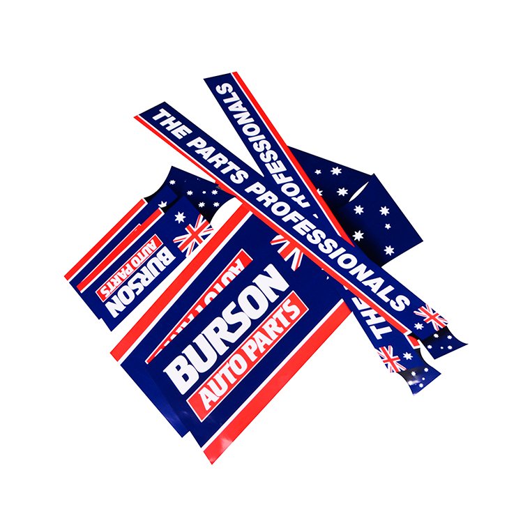 Burson Auto Parts white car decals