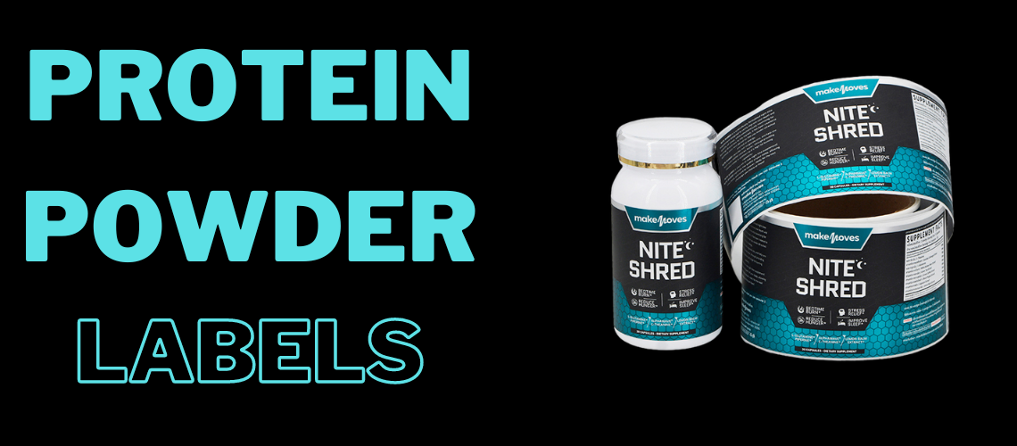 Protein powder labels banner