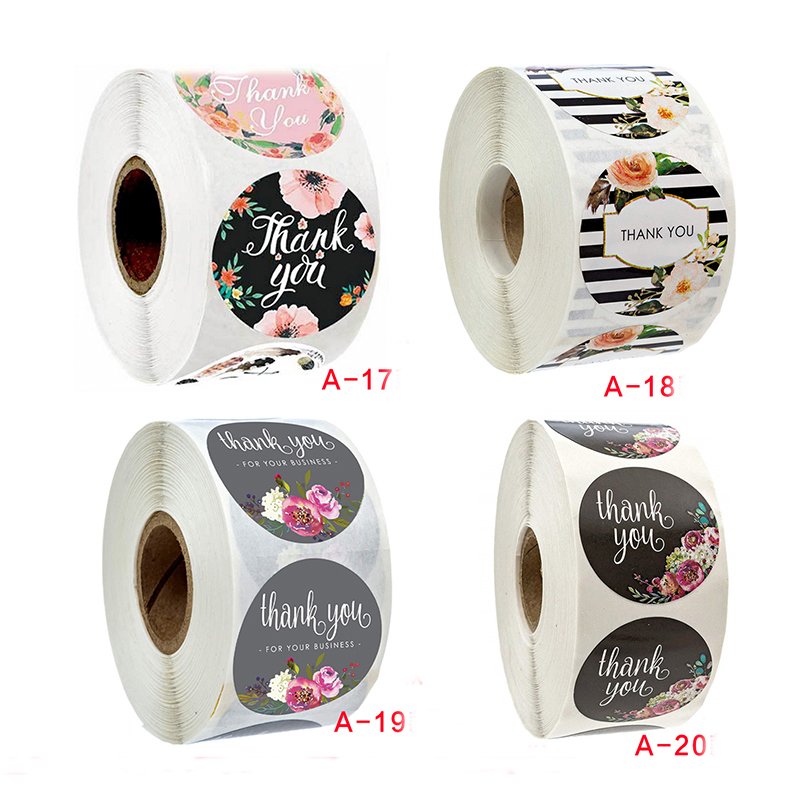 floral thanks you sticker